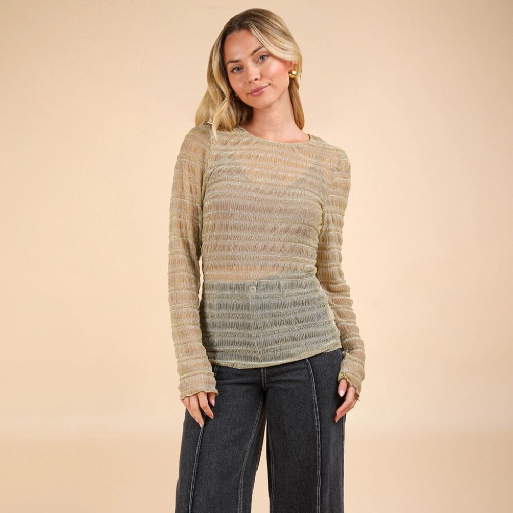 Champagne Mesh Lurex Top